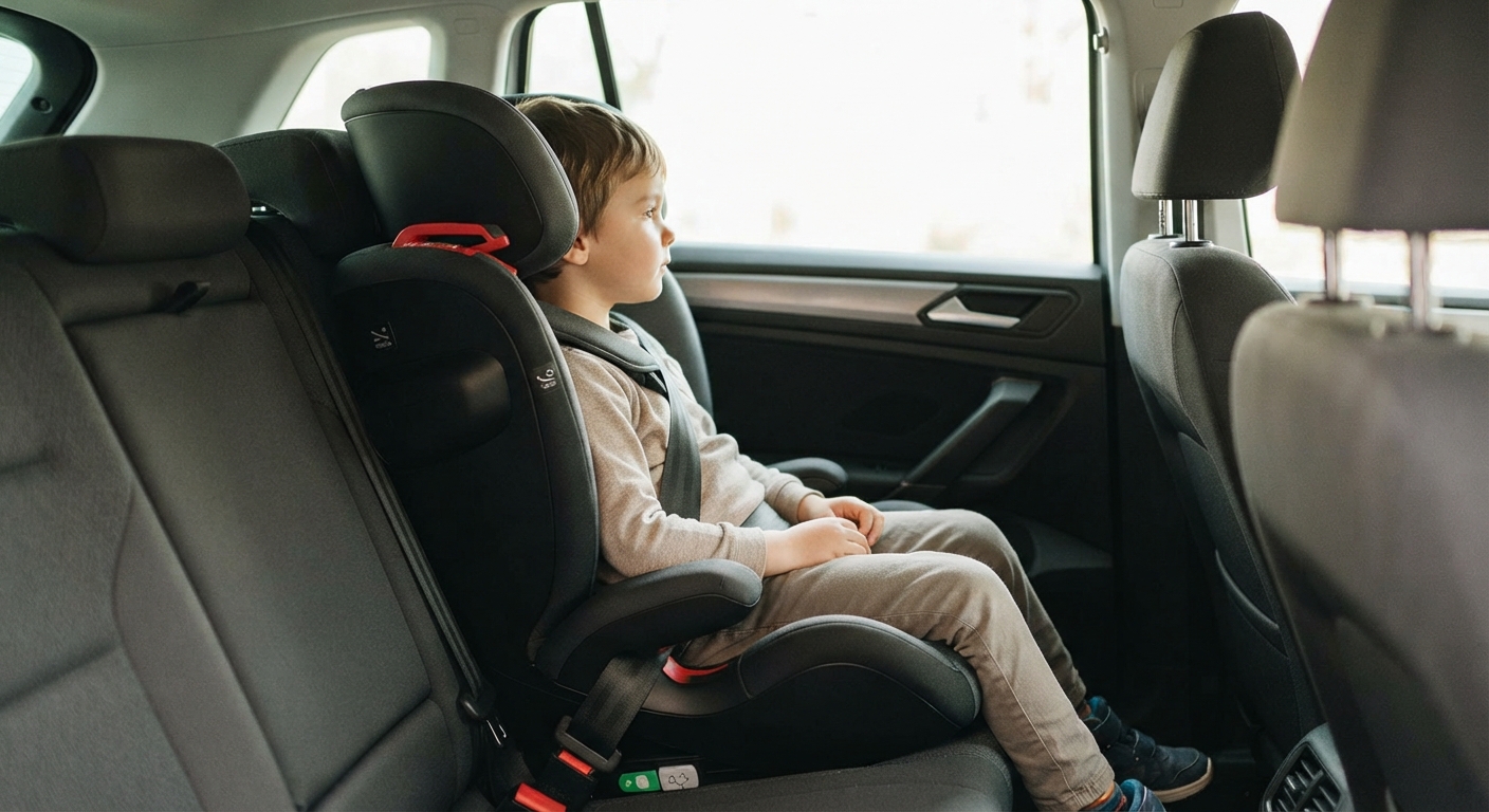 Fotelik samochodowy dla 3 latka z homologacją i-Size i mocowaniem Isofix, bezpiecznie zamontowany w samochodzie